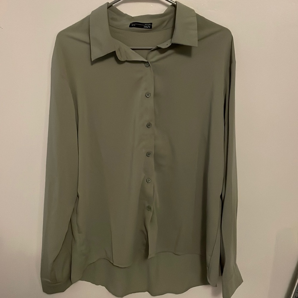 Shein Green Button Down Top